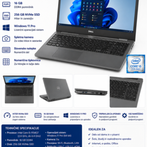Dell Latitude 5520 | Intel Core i5 11. gen | 16 GB RAM | 256 GB NVMe | Windows 11 Pro